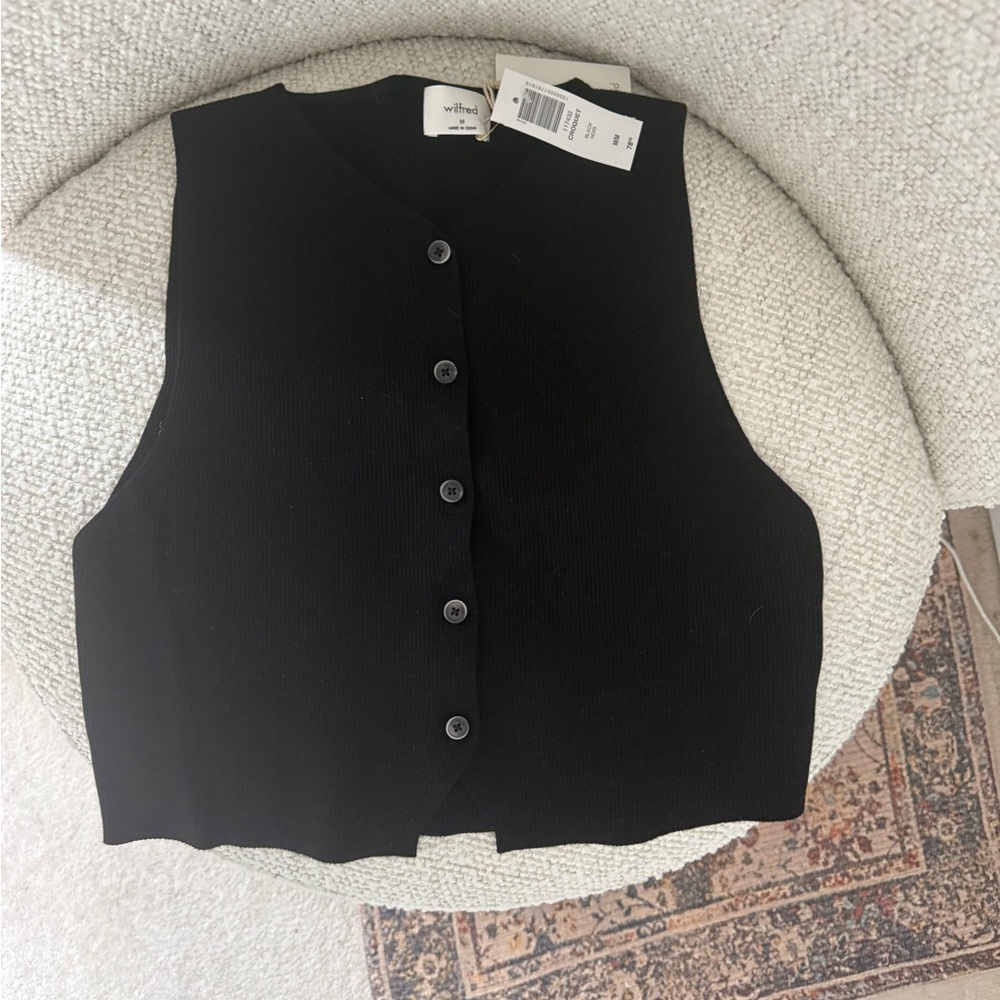 Aritzia Black Button Down Vest